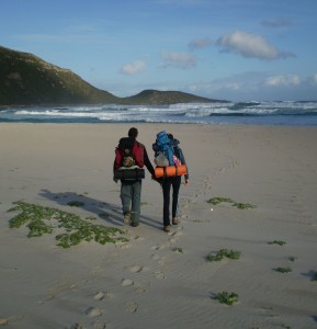 Walking on beach